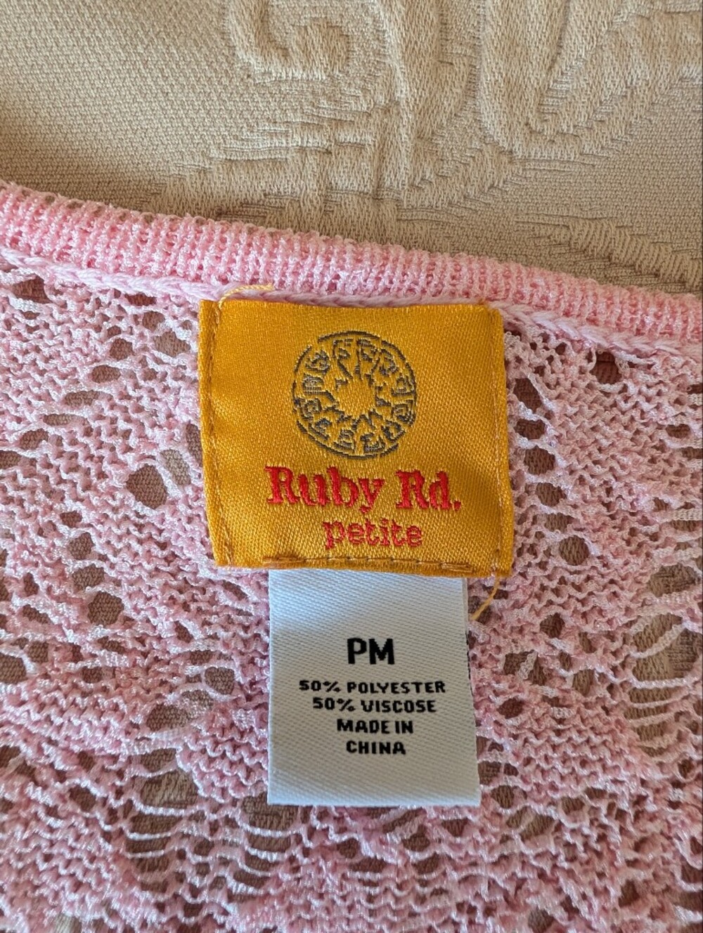 Ruby Rd. Light Pink Open-Knit Tie-Front Cardigan - Picture 5 of 10